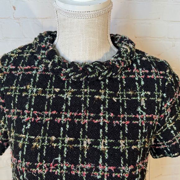 🆕 Tuckernuck Holly Tinsel Tweed Short Sleeve Jackie Shift Mini Plaid Dress XS - Picture 10 of 13